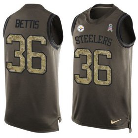 Wholesale Cheap Nike Steelers #36 Jerome Bettis Green Men\'s Stitched NFL Limited Salute To Service Tank Top Jersey