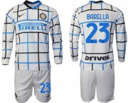 Wholesale Cheap Men 2020-2021 club Inter milan away long sleeve 23 white Soccer Jerseys