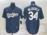 Wholesale Cheap Men's Los Angeles Dodgers #34 Fernando Valenzuela Navy Blue Pinstripe Stitched MLB Cool Base Nike Jersey
