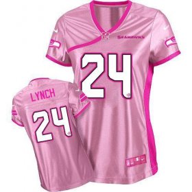 Wholesale Cheap Nike Seahawks #24 Marshawn Lynch Pink Women\'s Be Luv\'d Stitched NFL Elite Jersey