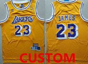 Wholesale Cheap Youth Custom Los Angeles Lakers Yellow Hardwood Classics Jersey