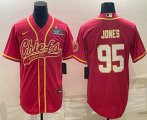 Cheap Men's Kansas City Chiefs #95 Chris Jones Red With Super Bowl LVII Patch Cool Base Stitched Baseball Jersey