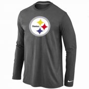 Wholesale Cheap Nike Pittsburgh Steelers Logo Long Sleeve T-Shirt Dark Grey