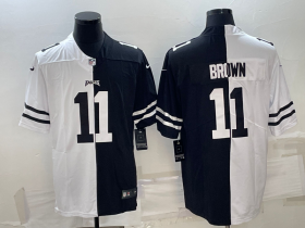 Wholesale Cheap Men\'s Philadelphia Eagles #11 A.J. Brown Black & White Split Limited Stitched Jersey