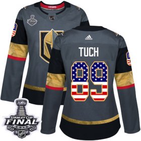 Wholesale Cheap Adidas Golden Knights #89 Alex Tuch Grey Home Authentic USA Flag 2018 Stanley Cup Final Women\'s Stitched NHL Jersey