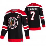 Wholesale Cheap Chicago Blackhawks #7 Brent Seabrook Black Men's Adidas 2020-21 Reverse Retro Alternate NHL Jersey