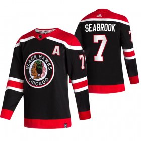 Wholesale Cheap Chicago Blackhawks #7 Brent Seabrook Black Men\'s Adidas 2020-21 Reverse Retro Alternate NHL Jersey