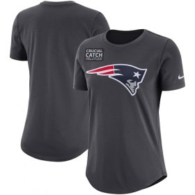 Wholesale Cheap NFL Women\'s New England Patriots Nike Anthracite Crucial Catch Tri-Blend Performance T-Shirt