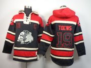 Wholesale Cheap Blackhawks #19 Jonathan Toews Black Sawyer Hooded Sweatshirt Stitched NHL Jersey