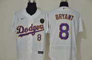Wholesale Cheap Los Angeles Dodgers #8 Kobe Bryant Men's Nike White Purple No. Authentic KB Patch MLB Jersey