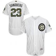 Wholesale Cheap Cubs #23 Ryne Sandberg White(Blue Strip) Flexbase Authentic Collection Memorial Day Stitched MLB Jersey