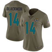 Wholesale Cheap Nike Jaguars #14 Justin Blackmon Olive Women's Stitched NFL Limited 2017 Salute to Service Jersey