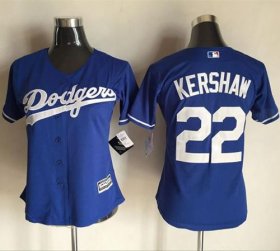 Wholesale Cheap Dodgers #22 Clayton Kershaw Blue Women\'s Alternate Stitched MLB Jersey