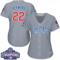 Wholesale Cheap Cubs #22 Jason Heyward Grey Road 2016 World Series Champions Women's Stitched MLB Jersey