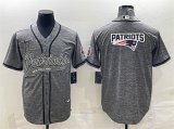 Wholesale Cheap Men's New England Patriots Gray Team Big Logo With Patch Cool Base Stitched Baseball Jersey