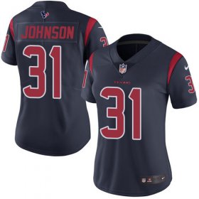 Wholesale Cheap Nike Texans #31 David Johnson Navy Blue Women\'s Stitched NFL Limited Rush Jersey