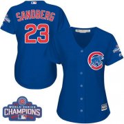 Wholesale Cheap Cubs #23 Ryne Sandberg Blue Alternate 2016 World Series Champions Women's Stitched MLB Jersey