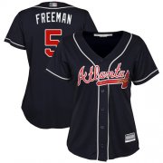 Wholesale Cheap Braves #5 Freddie Freeman Navy Blue Alternate Women's Stitched MLB Jersey