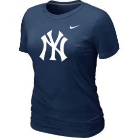 Wholesale Cheap Women\'s New York Yankees Heathered Nike Dark Blue Blended T-Shirt