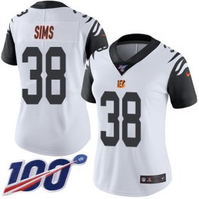 Wholesale Cheap Nike Bengals #38 LeShaun Sims White Women\'s Stitched NFL Limited Rush 100th Season Jersey