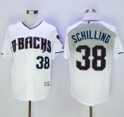 Wholesale Cheap Diamondbacks #38 Curt Schilling White/Capri New Cool Base Stitched MLB Jersey