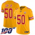 Wholesale Cheap Nike Chiefs #50 Willie Gay Jr. Gold Men's Stitched NFL Limited Inverted Legend 100th Season Jersey