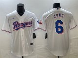 Cheap Men's Texas Rangers #6 Josh Jung White With Patch Cool Base Stitched Baseball Jersey