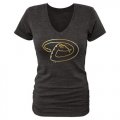 Wholesale Cheap Women's Arizona Diamondbacks Fanatics Apparel Gold Collection V-Neck Tri-Blend T-Shirt Black