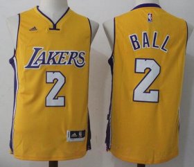 Wholesale Cheap Men\'s 2017 Draft Los Angeles Lakers #2 Lonzo Ball Yellow Stitched NBA adidas Revolution 30 Swingman Jersey