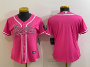 Wholesale Cheap Women's Philadelphia Eagles Blank Pink With Patch Cool Base Stitched Baseball Jersey