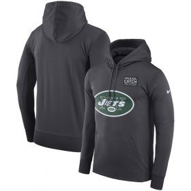 Wholesale Cheap NFL Men\'s New York Jets Nike Anthracite Crucial Catch Performance Pullover Hoodie