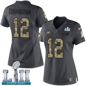 Wholesale Cheap Nike Eagles #12 Randall Cunningham Black Super Bowl LII Women\'s Stitched NFL Limited 2016 Salute to Service Jersey