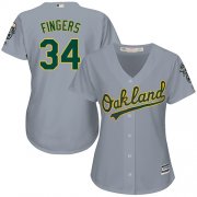 Wholesale Cheap Athletics #34 Rollie Fingers Grey Road Women's Stitched MLB Jersey