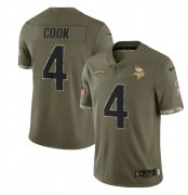 Wholesale Cheap Men's Minnesota Vikings #4 Dalvin Cook 2022 Olive Salute To Service Limited Stitched Jersey