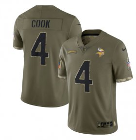 Wholesale Cheap Men\'s Minnesota Vikings #4 Dalvin Cook 2022 Olive Salute To Service Limited Stitched Jersey