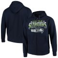 Wholesale Cheap Seattle Seahawks G-III Sports by Carl Banks Perfect Season Full-Zip Hoodie College Navy