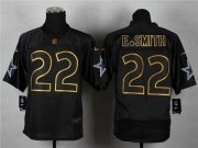 Wholesale Cheap Nike Cowboys #22 Emmitt Smith Black Gold No. Fashion Men's Stitched NFL Elite Jersey
