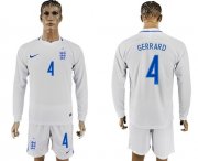 Wholesale Cheap England #4 Gerrard Home Long Sleeves Soccer Country Jersey