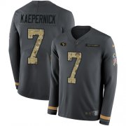 Wholesale Cheap Nike 49ers #7 Colin Kaepernick Anthracite Salute to Service Youth Stitched NFL Limited Therma Long Sleeve Jersey