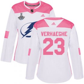Cheap Adidas Lightning #23 Carter Verhaeghe White/Pink Authentic Fashion Women\'s 2020 Stanley Cup Champions Stitched NHL Jersey