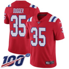 Wholesale Cheap Nike Patriots #35 Kyle Dugger Red Alternate Men\'s Stitched NFL 100th Season Vapor Untouchable Limited Jersey