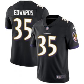 Wholesale Cheap Nike Ravens #35 Gus Edwards Black Alternate Men\'s Stitched NFL Vapor Untouchable Limited Jersey
