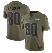 Wholesale Cheap Men's Seattle Seahawks #80 Steve Largent 2022 Olive Salute To Service Limited Stitched Jersey