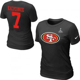 Wholesale Cheap Women\'s Nike San Francisco 49ers #7 Colin Kaepernick Name & Number Super Bowl XLVII T-Shirt Black