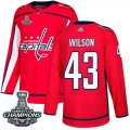 Wholesale Cheap Adidas Capitals #43 Tom Wilson Red Home Authentic Stanley Cup Final Champions Stitched NHL Jersey