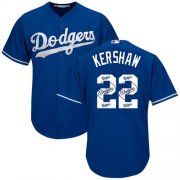 Wholesale Cheap Dodgers #22 Clayton Kershaw Blue Team Logo Fashion Stitched MLB Jersey