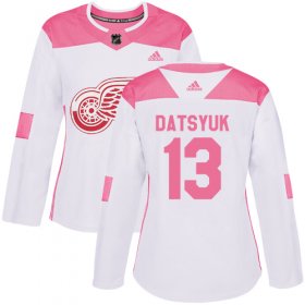 Wholesale Cheap Adidas Red Wings #13 Pavel Datsyuk White/Pink Authentic Fashion Women\'s Stitched NHL Jersey