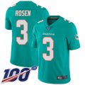 Wholesale Cheap Nike Dolphins #3 Josh Rosen Aqua Green Team Color Men's Stitched NFL 100th Season Vapor Limited Jersey