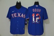 Wholesale Cheap Men's Texas Rangers #12 Rougned Odor Blue Team Logo Stitched MLB Cool Base Nike Jersey