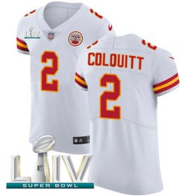 Wholesale Cheap Nike Chiefs #2 Dustin Colquitt White Super Bowl LIV 2020 Men\'s Stitched NFL New Elite Jersey